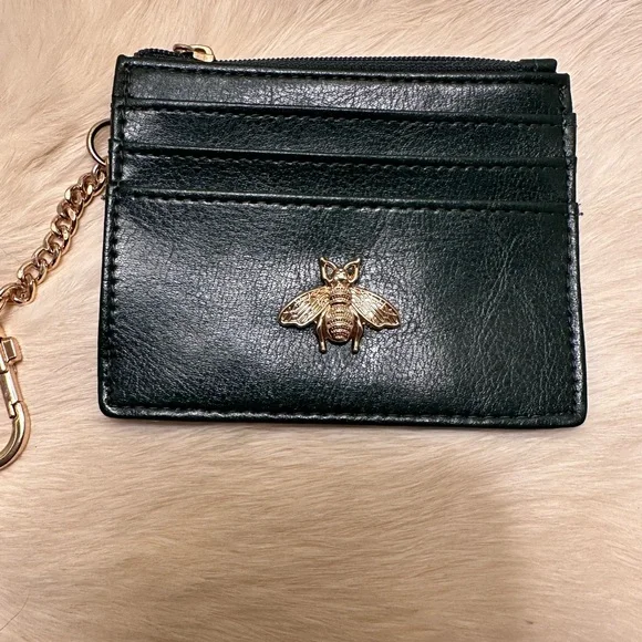 Green Card Holder with Gold Bee Accent - Picture 3 of 4